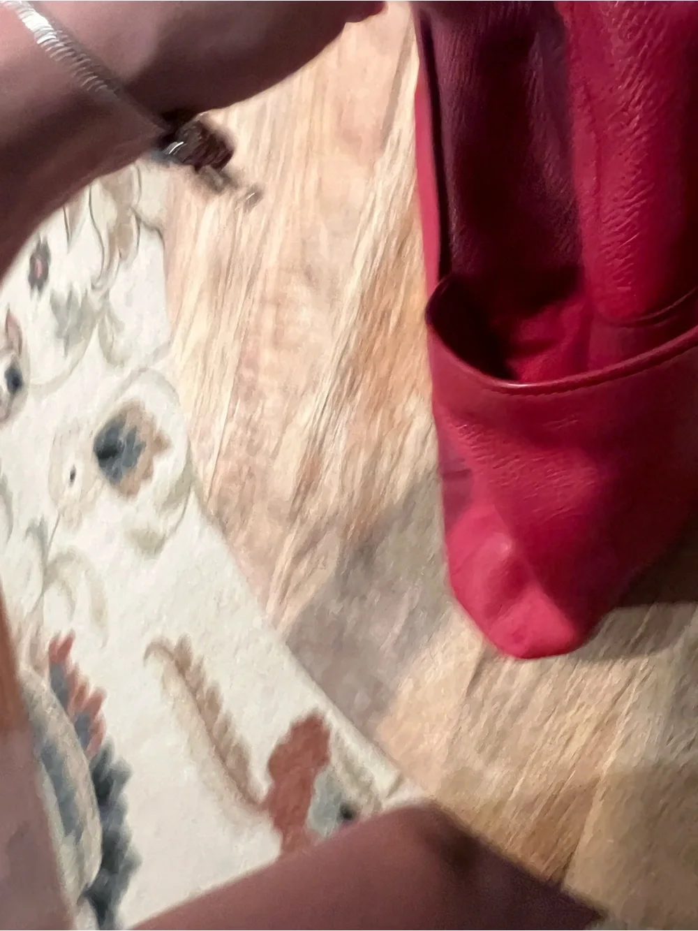 Coach Red Pebbled Leather Shoulder Bag with Logo Plaque